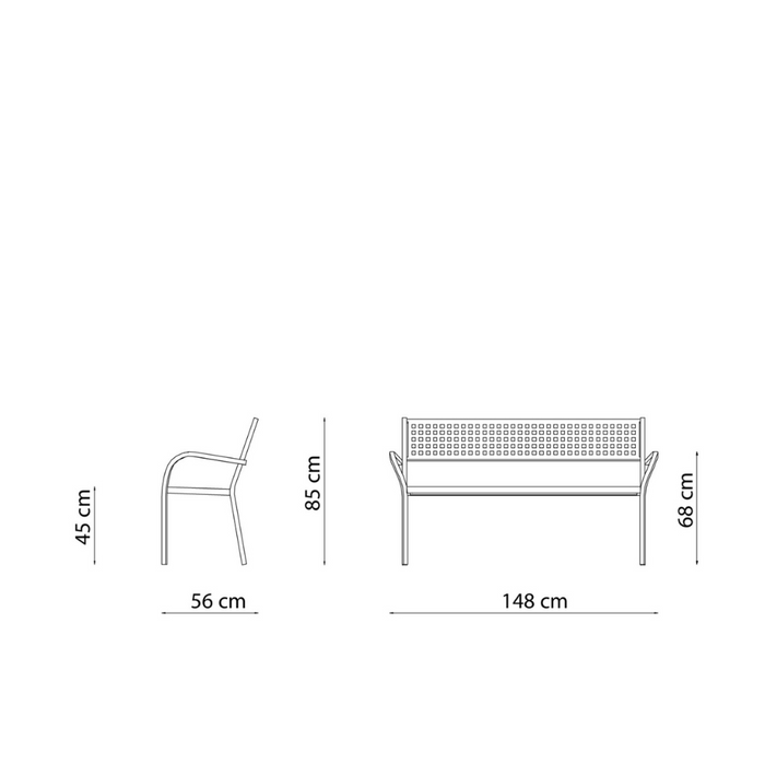 Bench with armrest