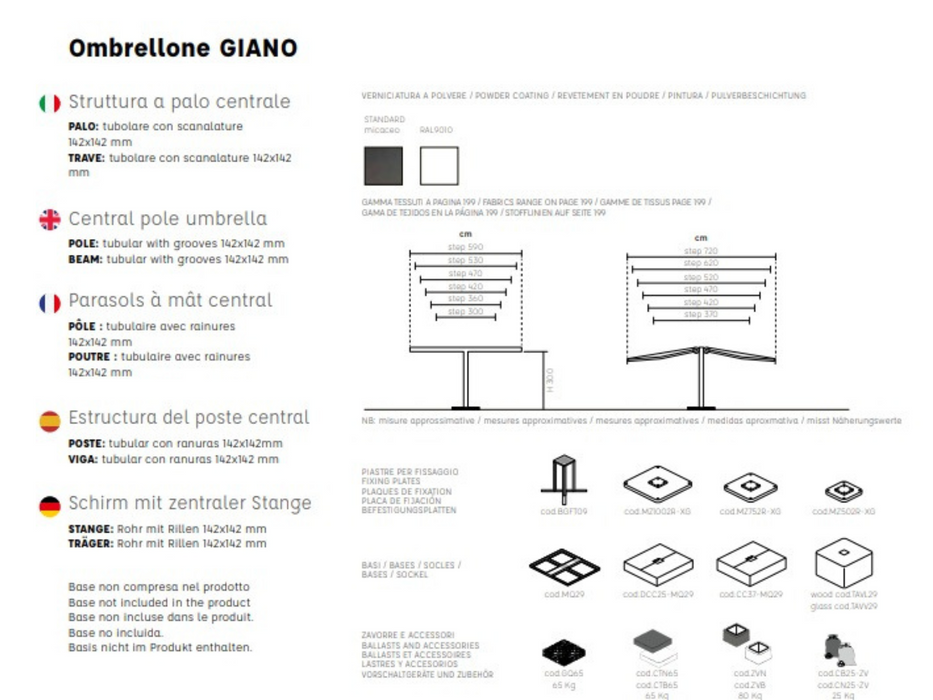 Ombrellone Giano 3X3,70 MT