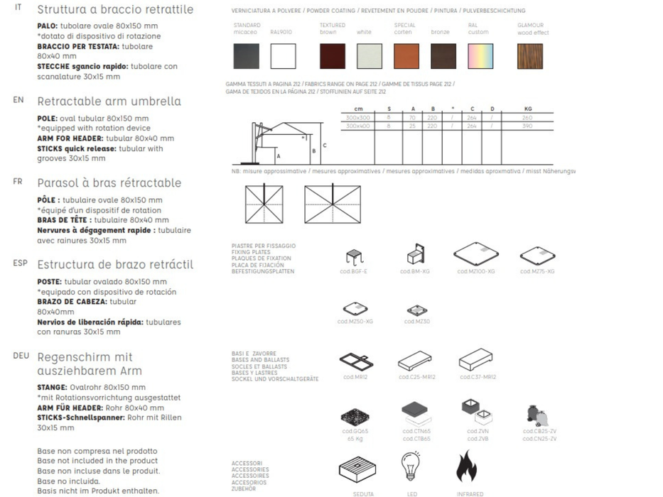 Ombrellone Ambra Classic 3,5X3,5 MT