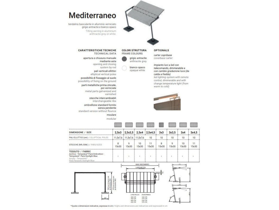 Tendalino Mediterraneo 3X3 MT