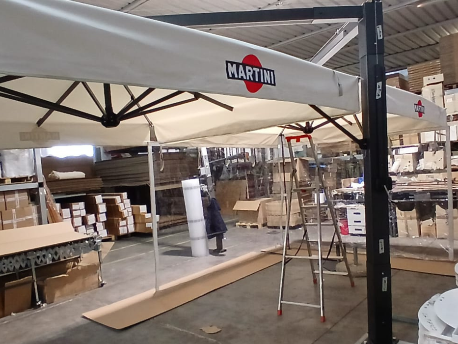Ombrellone De Luxe Extra Bifoglio a V e a T palo antracite 3,5X7 mt