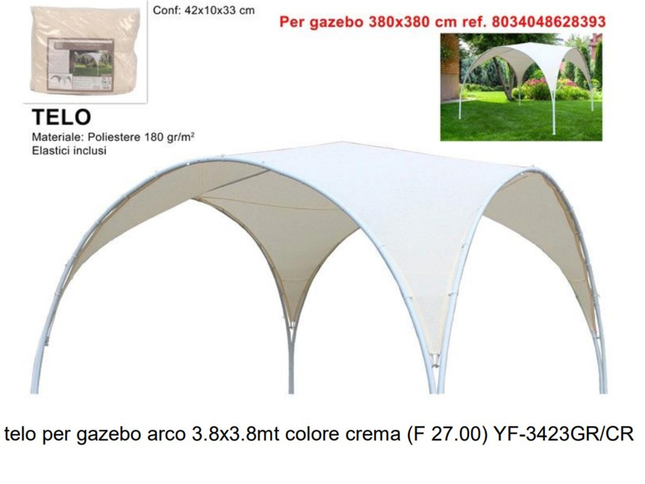 Telo di ricambio per gazebo ad arco 3,8X3,8 MT