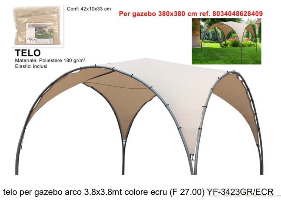 Telo di ricambio per gazebo ad arco 3,8X3,8 MT