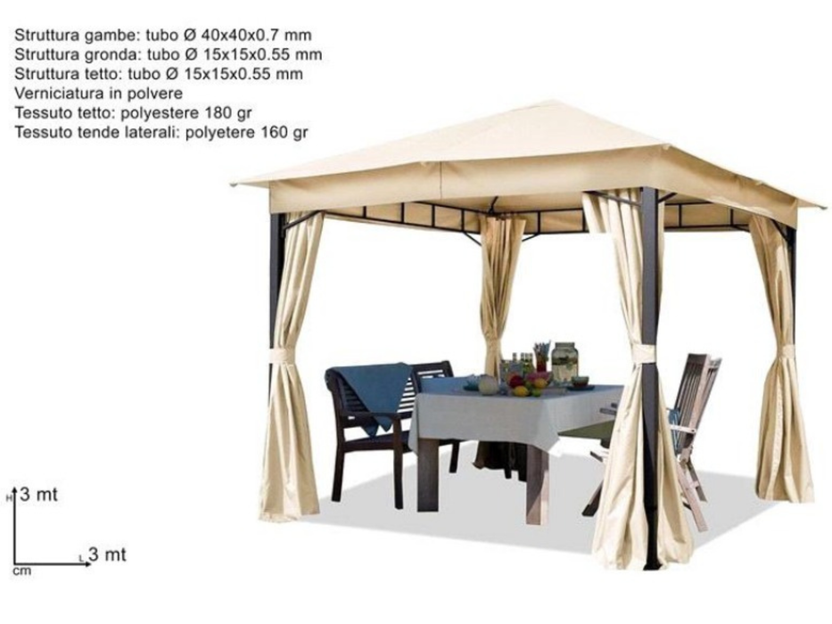Gazebo 3X3 MT con tende laterali CONSEGNA AD APRILE