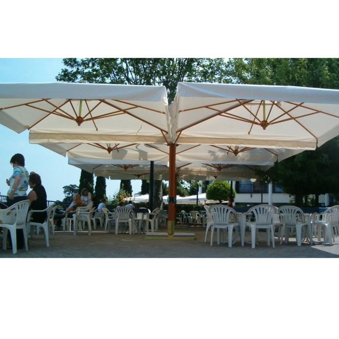 Giant four-armed umbrella Wood Poker 6X6 m